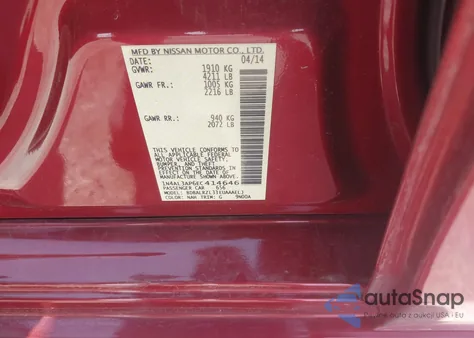 2014 Nissan Altima 2.5/S/Sv/Sl from USA, damaged, VIN 1N4AL3AP6EC414646